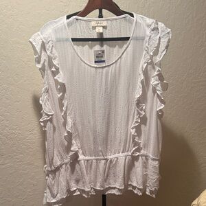 Style & Co. White Ruffled Blouse